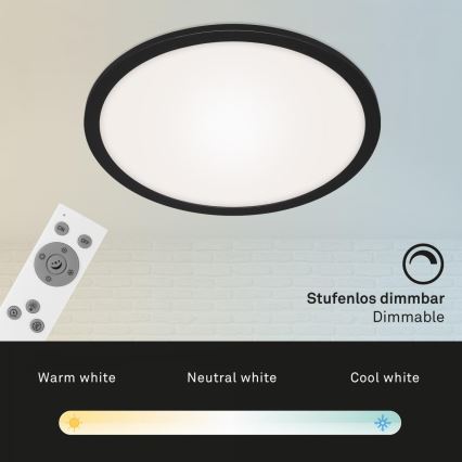 Briloner 7168-015 - Plafonnier à intensité variable PIATTO LED/22W/230V 3000-6500K d. 40 cm noir + Télécommande