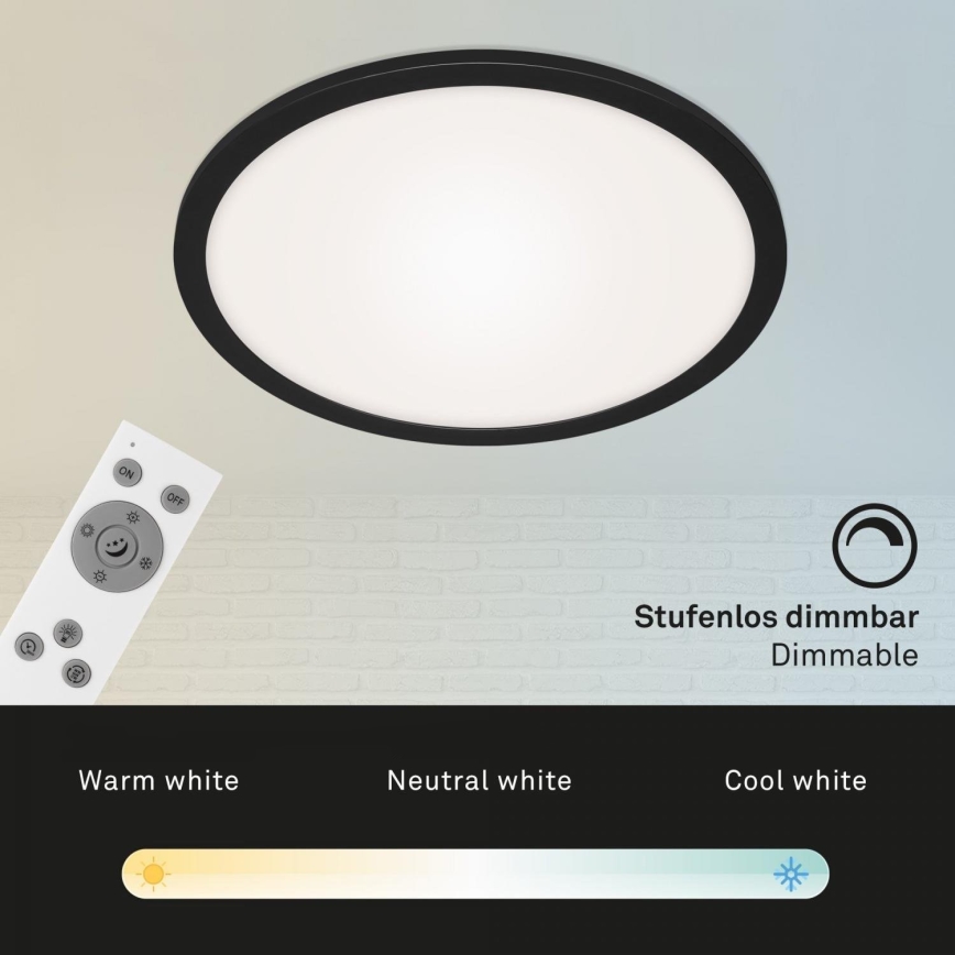 Briloner 7168-015 - Plafonnier à intensité variable PIATTO LED/22W/230V 3000-6500K d. 40 cm noir + Télécommande