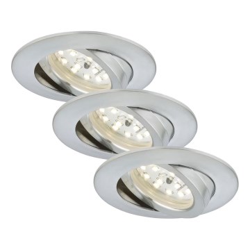 Briloner 7209-039 - LOT DE 3 spots encastrés LED pour salle de bain ATTACH LED/5 W/230 V IP23 chrome mat