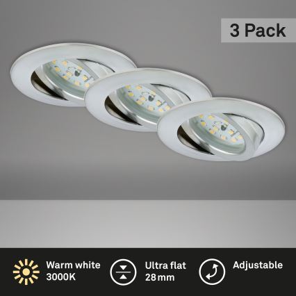 Briloner 7209-039 - LOT DE 3 spots encastrés LED pour salle de bain ATTACH LED/5 W/230 V IP23 chrome mat