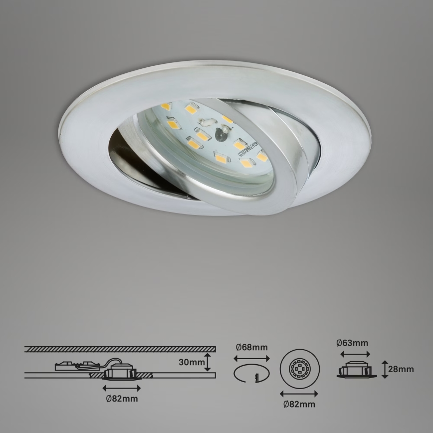Briloner 7209-039 - LOT DE 3 spots encastrés LED pour salle de bain ATTACH LED/5 W/230 V IP23 chrome mat