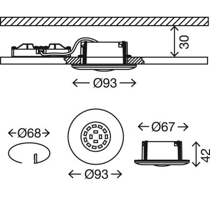 Briloner 7227-018 - Plafonnier LED encastrable pour salle de bains LED/5W/230V IP65 chrome mat