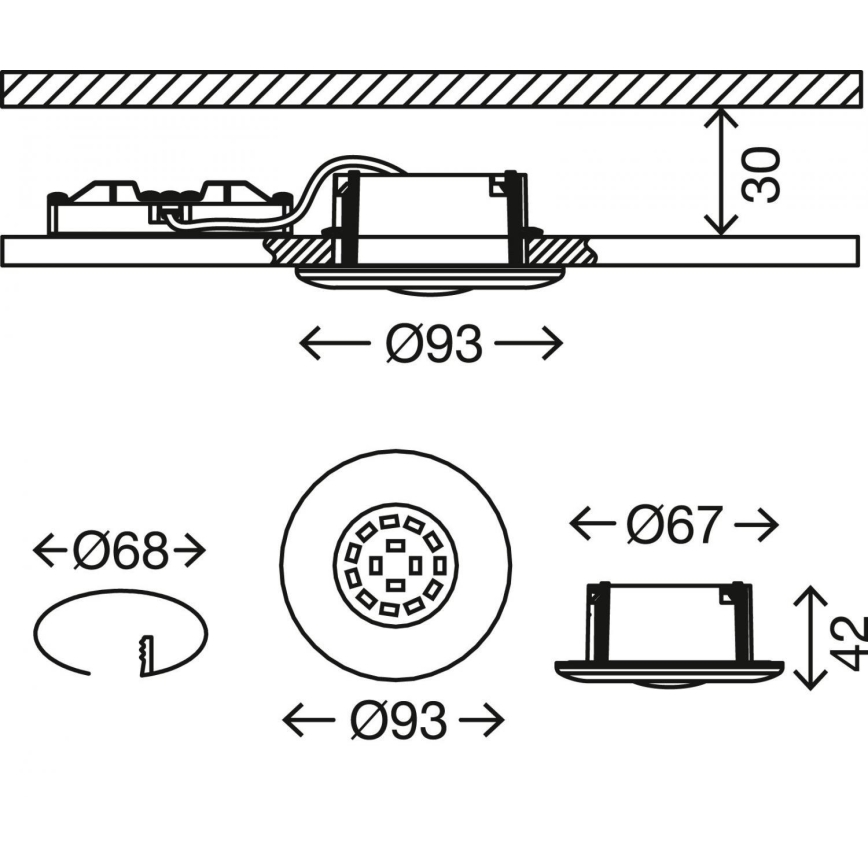 Briloner 7227-018 - Plafonnier LED encastrable pour salle de bains LED/5W/230V IP65 chrome mat