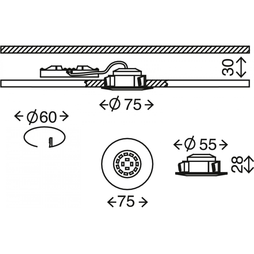 Briloner 7231-019 - Spot salle de bain encastrable à intensité variable LED/5,5W/230V IP44