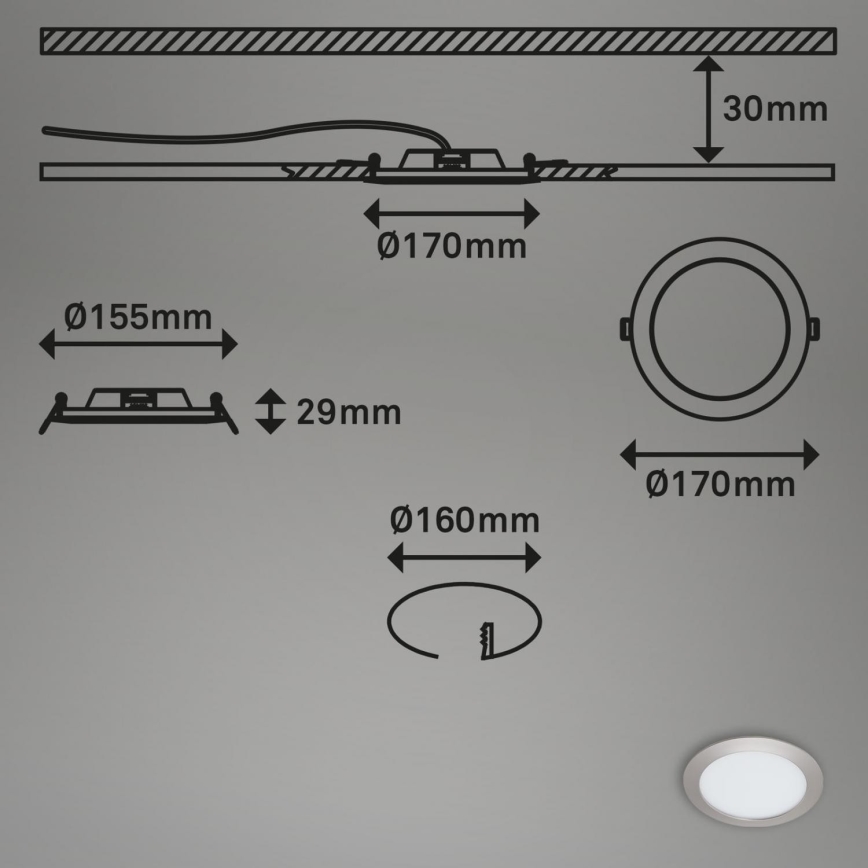 Briloner 7286-012 - Lampada LED da incasso per bagni LED/12W/230V IP44