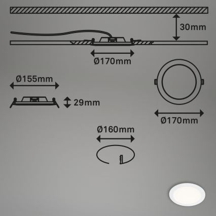 Briloner 7286-016 - LED-Badezimmer-Einbauleuchte LED/12W/230V IP44