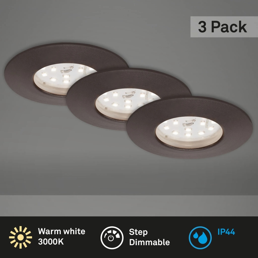 Briloner 7295-031 - LOT 3x Spot encastrable de salle de bain à intensité variable ATTACH LED/6,5W/230V IP44