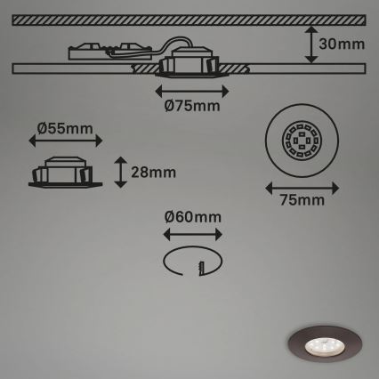 Briloner 7295-031 - LOT 3x Spot encastrable de salle de bain à intensité variable ATTACH LED/6,5W/230V IP44