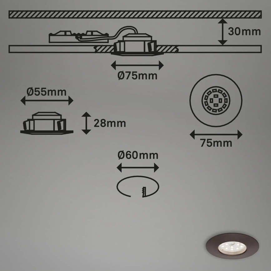 Briloner 7295-031 - SET 3x Luce da incasso LED da bagno dimmerabile ATTACH LED/6,5W/230V IP44