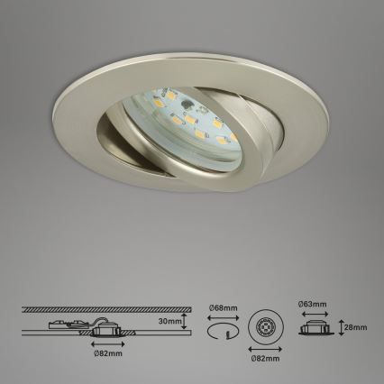 Briloner 7296-012 - Spot encastrable de salle de bain à intensité variable ATTACH LED/6,5W/230V IP23 chrome mat