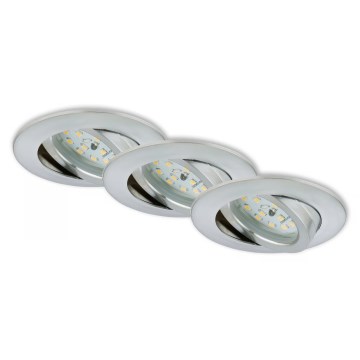 Briloner 7296-039 - 3er-Set dimmbare LED-Einbauleuchte für Badezimmer 1xLED/6,5W/230V 3000K IP23 mattchrom