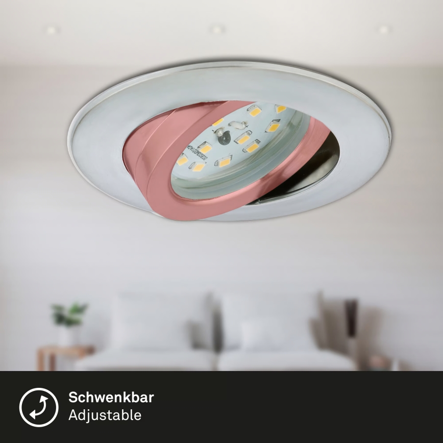 Briloner 7296-039 - Ensemble de 3 spots LED encastrables pour salle de bains, dimmables, 1x LED/6,5 W/230 V, 3000 K, IP23, chrome mat