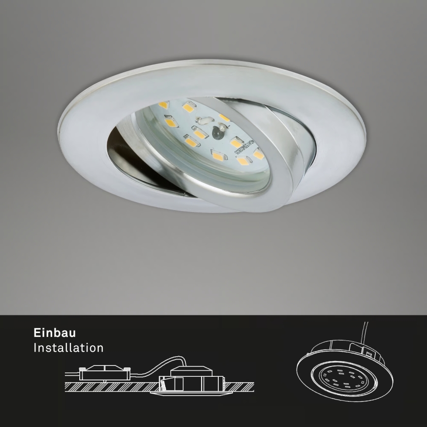 Briloner 7296-039 - Set di 3 faretti LED dimmerabili da incasso per bagno LED/6,5W/230V 3000K IP23 cromo opaco