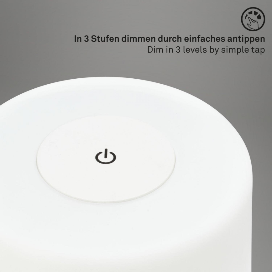 Briloner 7420016 - Lampe de table tactile d'extérieur rechargeable et à intensité variable LED/4W/5V IP44 3000K blanc