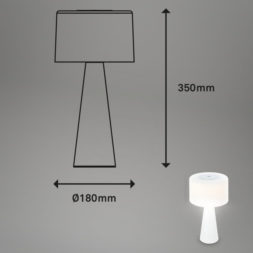Briloner 7420016 - Lampe de table tactile d'extérieur rechargeable et à intensité variable LED/4W/5V IP44 3000K blanc