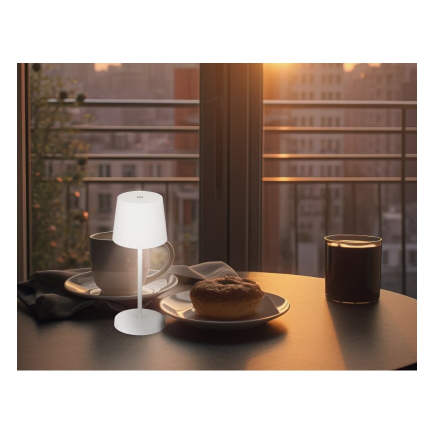 Briloner 7423016 - Dimmbare, aufladbare LED-Outdoor-Tischleuchte LED/2,6W/5V IP44 weiß
