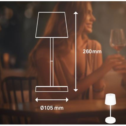 Briloner 7423016 - LED dimmbare wiederaufladbare Außen-Tischlampe LED/2,6W/5V 2000mAh IP44 weiß