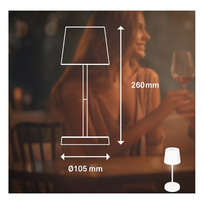 Briloner 7423016 - LED dimmbare wiederaufladbare Außen-Tischlampe LED/2,6W/5V 2000mAh IP44 weiß