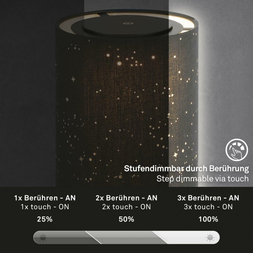 Briloner 7449-015-Lampe à intensité variable extérieure STARRY SKY LED/3W/5V IP44 noir