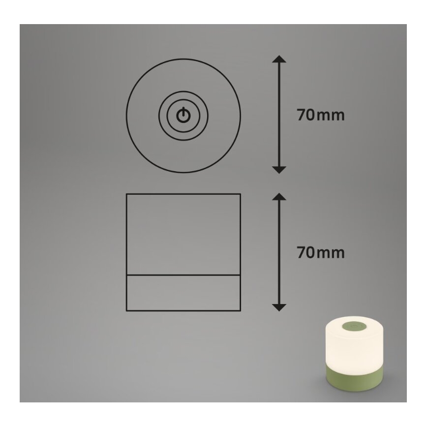 Briloner 7461019 - Lampe de table d'extérieur à intensité variable et rechargeable LED/2W/5V IP44 vert