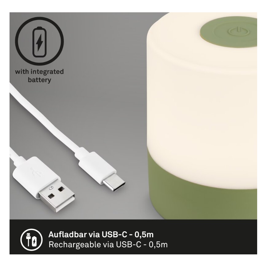 Briloner 7461019 - LED Dimmerabile ricaricabile per esterni lampada da tavolo LED/2W/5V IP44 verde