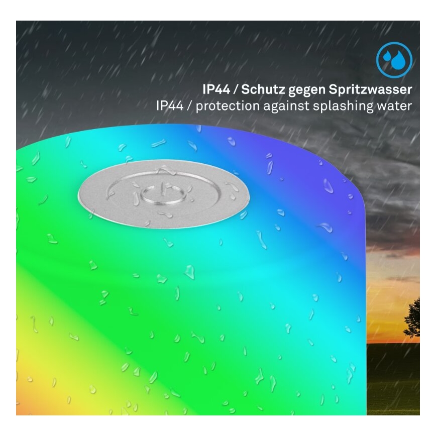 Briloner 7462014 - Aufladbare Outdoor-Tischleuchte (LED RGB) LED/1,5W/5V IP44 matt Chrom
