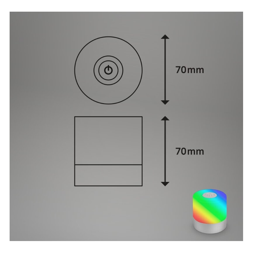 Briloner 7462014 - Lampe de table extérieure RGB rechargeable LED/1,5W/5V IP44 chrome mat