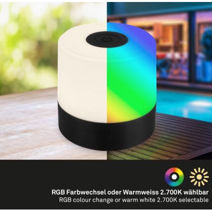 Briloner 7462015 - LED RGB Ricaricabile per esterni lampada da tavolo LED/1,5W/5V IP44 nero