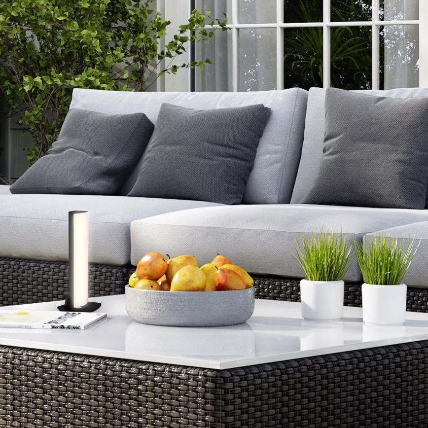 Briloner 7474-015 - Lampe de table extérieure tactile LED dimmable rechargeable 2 en 1 LED/7W/5V 2x2200 mAh USB 3000K IP44 noire