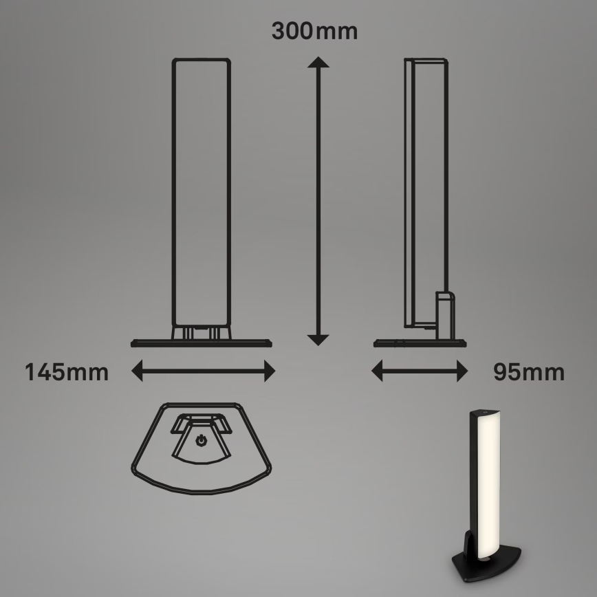 Briloner 7474-015 - Lampada da tavolo a LED Dimmerabile touch ricaricabile per esterni 2in1 LED/7W/5V 2x2200 mAh USB 3000K IP44 nero