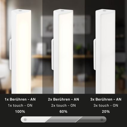 Briloner 7474-016 - Lampe de table d'extérieur tactile à intensité variable et rechargeable LED 2en1 LED/7W/5V 2200 mAh USB 3000K IP44 blanc