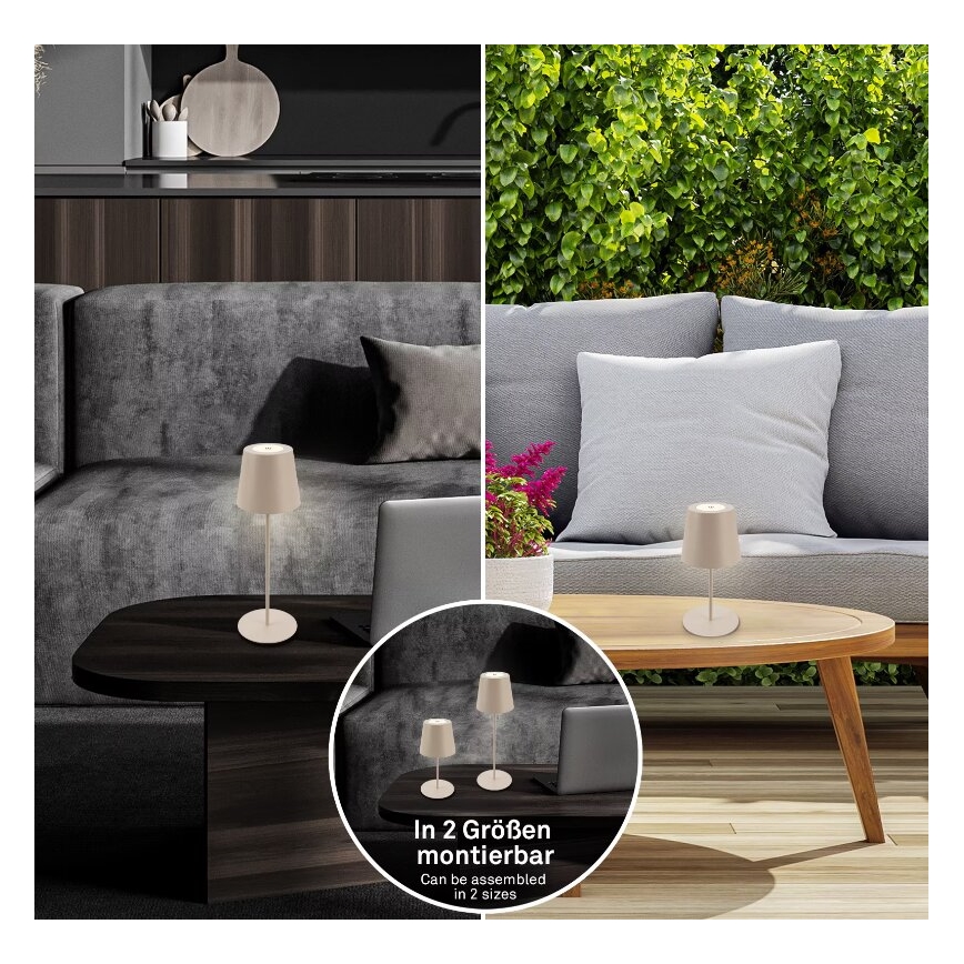 Briloner 7508011 - Dimmbare, wiederaufladbare LED-Outdoor-Tischleuchte 2-in-1 LED/2,5W/5V IP44 beige