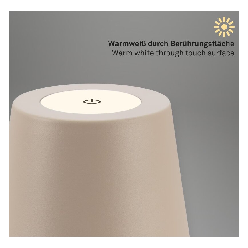 Briloner 7508011 - Lampe de table d'extérieur rechargeable LED dimmable 2 en 1 LED/2,5W/5V IP44 1200 mAh beige