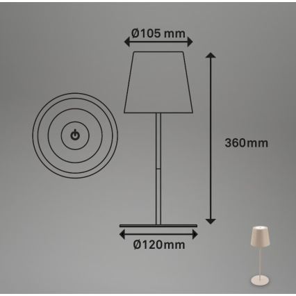Briloner 7508011 - LED Dimmerabile ricaricabile per esterni lampada da tavolo 2in1 LED/2,5W/5V IP44 beige