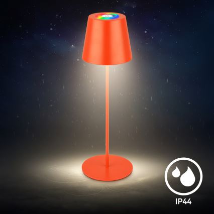 Briloner 7510012 - Lampada da tavolo ricaricabile per esterni LED RGBW dimmerabile CALIDA LED/2,5W/5V IP44 1200 mAh arancione