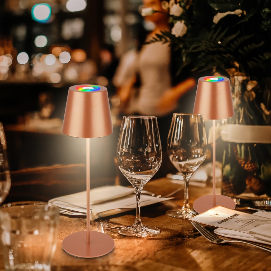 Briloner 7510013 - LED RGBW dimmbar, wiederaufladbare Außen-Tischlampe CALIDA LED/2,5W/5V IP44 1200 mAh bronze