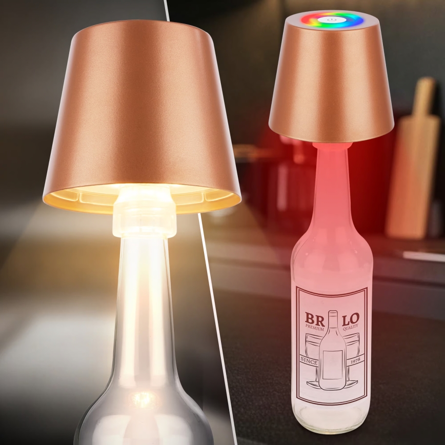 Briloner 7510013 - LED RGBW dimmbar, wiederaufladbare Außen-Tischlampe CALIDA LED/2,5W/5V IP44 1200 mAh bronze