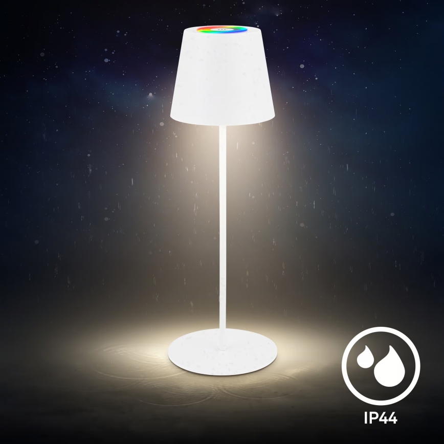 Briloner 7510016 - Lampada da tavolo ricaricabile da esterno dimmerabile LED RGBW CALIDA LED/2,5W/5V IP44 1200 mAh bianca