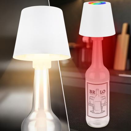 Briloner 7510016 - LED RGBW dimmbare wiederaufladbare Außen-Tischlampe CALIDA LED/2,5W/5V IP44 1200 mAh weiß