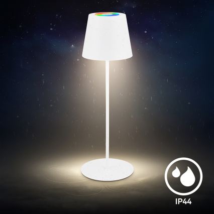 Briloner 7510016 - LED RGBW dimmbare wiederaufladbare Außen-Tischlampe CALIDA LED/2,5W/5V IP44 1200 mAh weiß