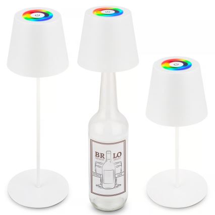 Briloner 7510016 - LED RGBW dimmbare wiederaufladbare Außen-Tischlampe CALIDA LED/2,5W/5V IP44 1200 mAh weiß