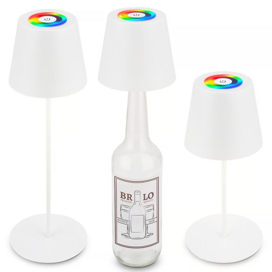 Briloner 7510016 - LED RGBW dimmbare wiederaufladbare Außen-Tischlampe CALIDA LED/2,5W/5V IP44 1200 mAh weiß