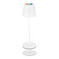 Briloner 7517016 - CILANO LED RGBW dimmbare, wiederaufladbare Outdoor-Tischleuchte, LED/3W/5V, IP44, 2000 mAh, weiß