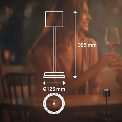 Briloner 7521015 - Lampe de table d'extérieur rechargeable à LED dimmable SIGO LED/2,5W/5V IP44 2600 mAh noire