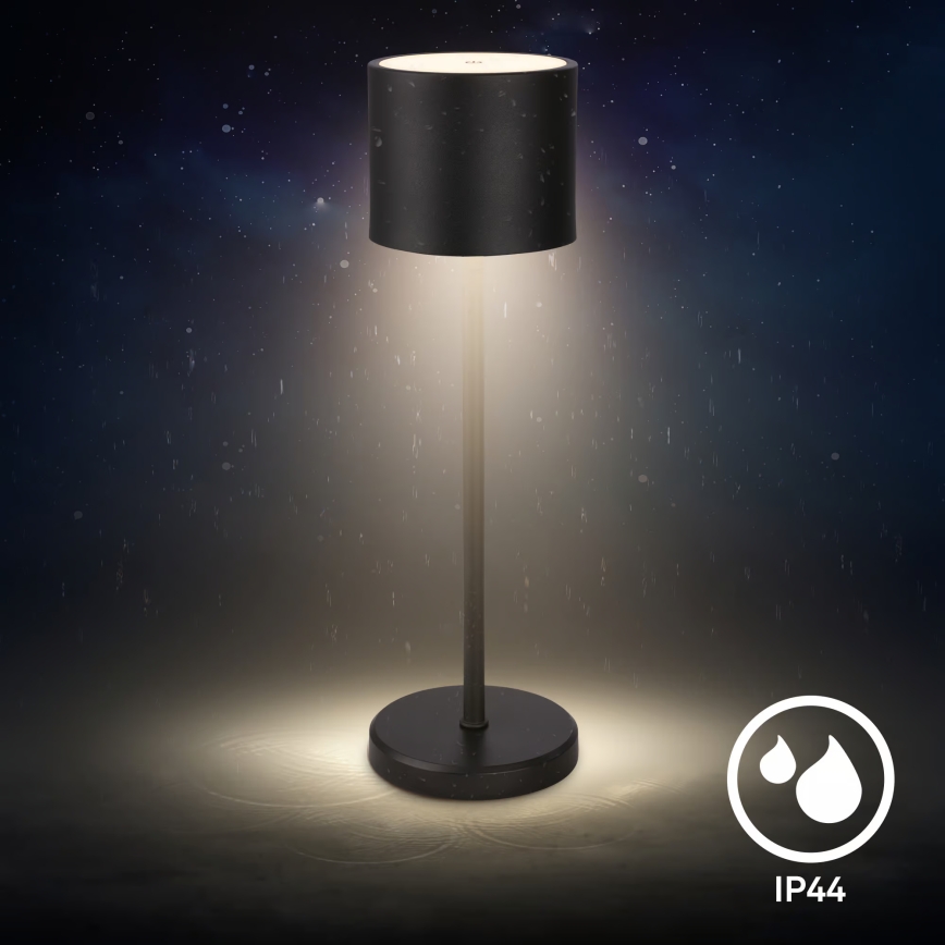 Briloner 7521015 - SIGO dimmbare, wiederaufladbare LED-Tischlampe für den Außenbereich LED/2,5W/5V IP44 2600 mAh schwarz