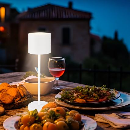 Briloner 7521016 - Lampe de table d'extérieur LED rechargeable et dimmable SIGO LED/2,5 W/5 V IP44 2600 mAh blanche