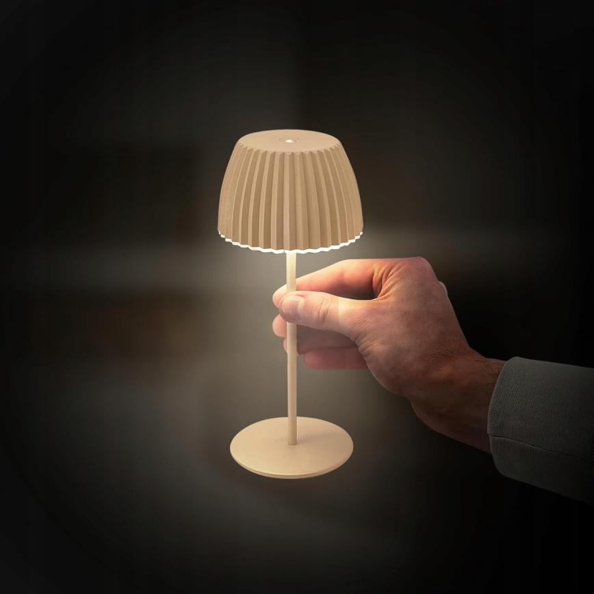 Briloner 7552-011 - LED dimmerabile, ricaricabile, con controllo a sfioramento, lampada da tavolo per esterni MINI LED/1,5W/5V IP44 1800 mAh beige