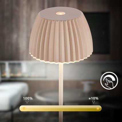 Briloner 7552-011 - LED dimmerabile, ricaricabile, con controllo a sfioramento, lampada da tavolo per esterni MINI LED/1,5W/5V IP44 1800 mAh beige