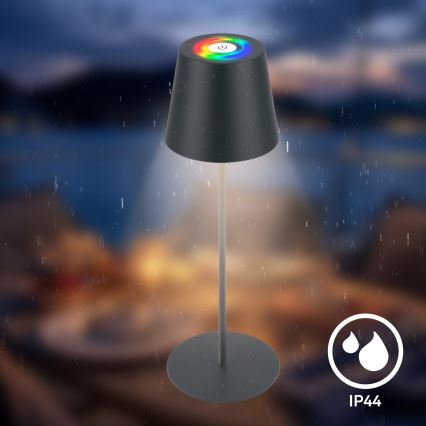 Briloner 7559015 - Lampada da tavolo ricaricabile per esterni dimmerabile LED RGB COLORIS LED/3,5W/5V IP44 2000 mAh antracite Wi-Fi Tuya