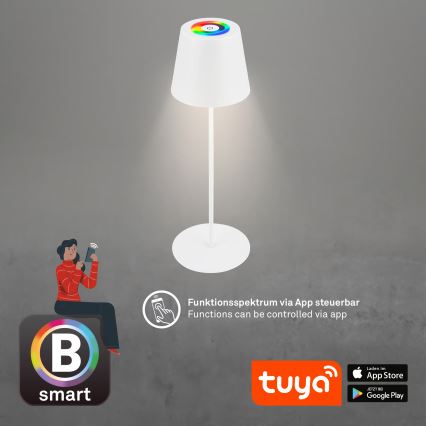 Briloner 7559016 - Lampada da tavolo ricaricabile dimmerabile per esterni LED RGB COLORIS LED/3,5W/5V IP44 2000 mAh Wi-Fi Tuya